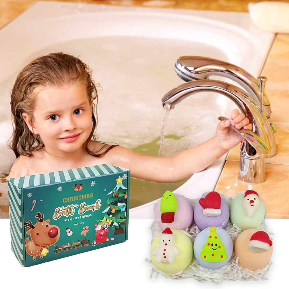 JoFAN Christmas bath bomb purple color with lavender scent sparks imaginative play.
