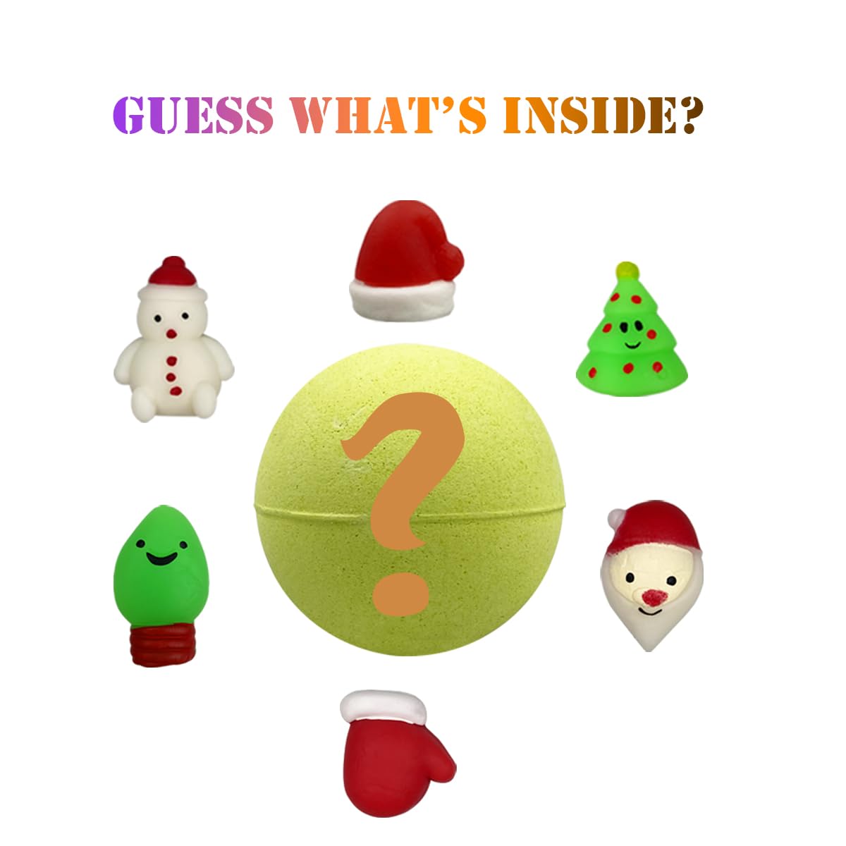 JoFAN Christmas bath bomb yellow color with lemon scent brightens bath time.