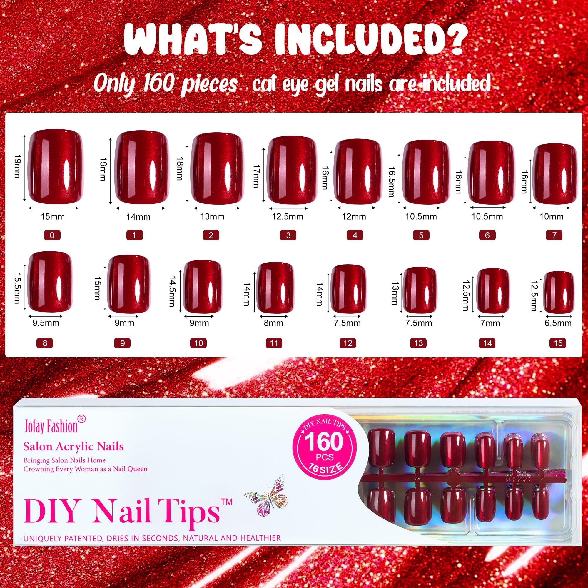 Jofay 16 sizes ensure a snug fit and smooth cuticle line