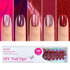 Jofay Fashion cat eye red nails in short square for a salon-like look
