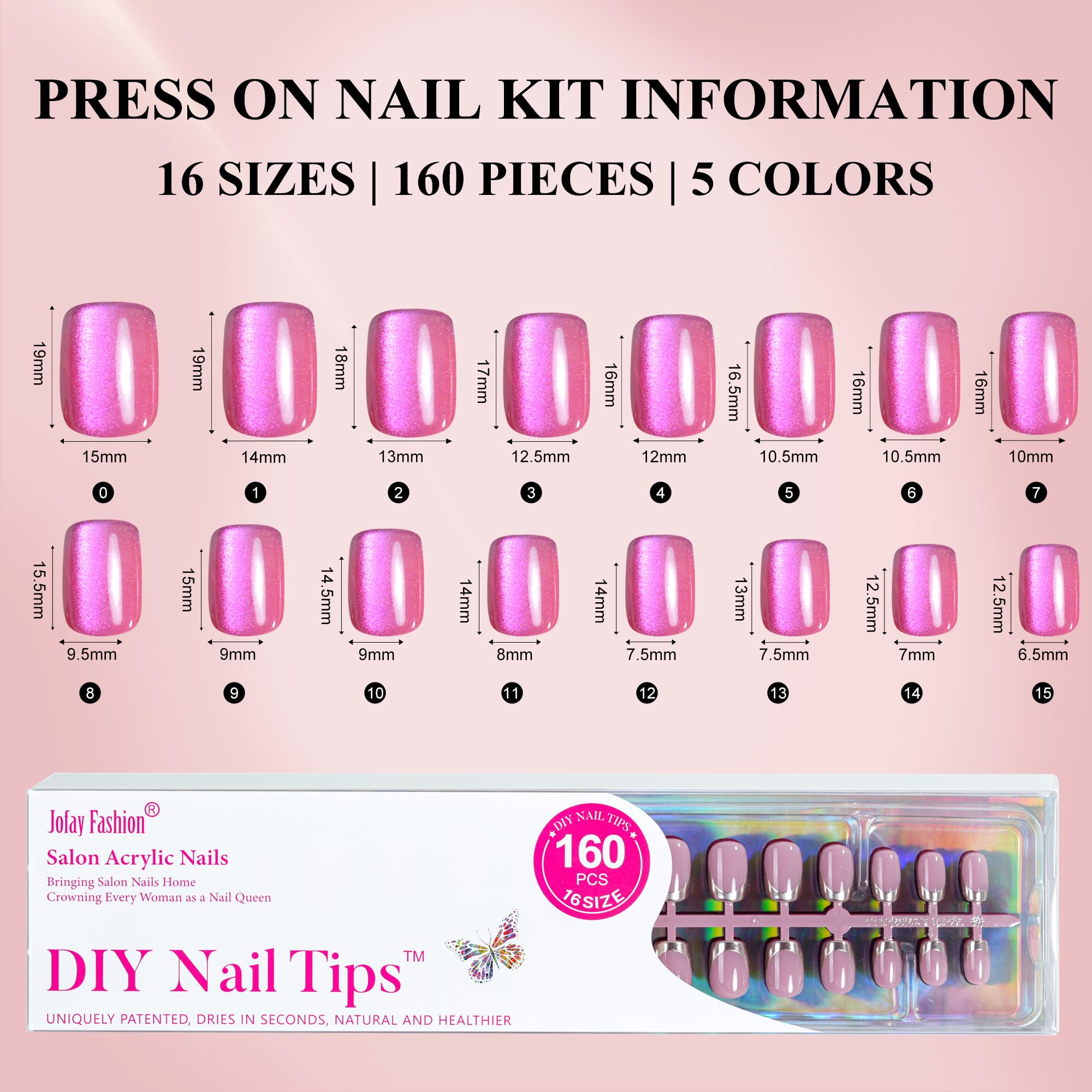 Jofay Fashion glossy nail tips with high-shine finish for lasting polish