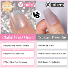 Jofay Fashion glossy press-on nails provide instant style without drying time.