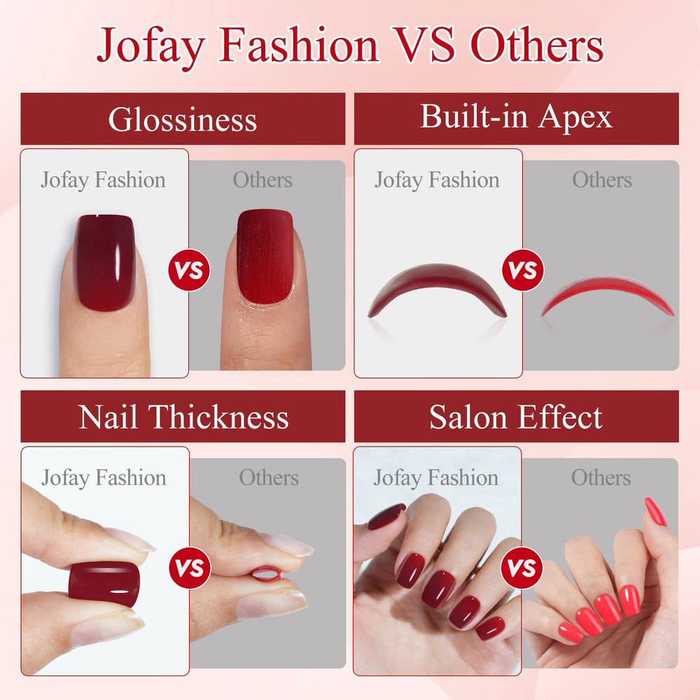 Jofay Fashion rose red nails ideal for date nights
