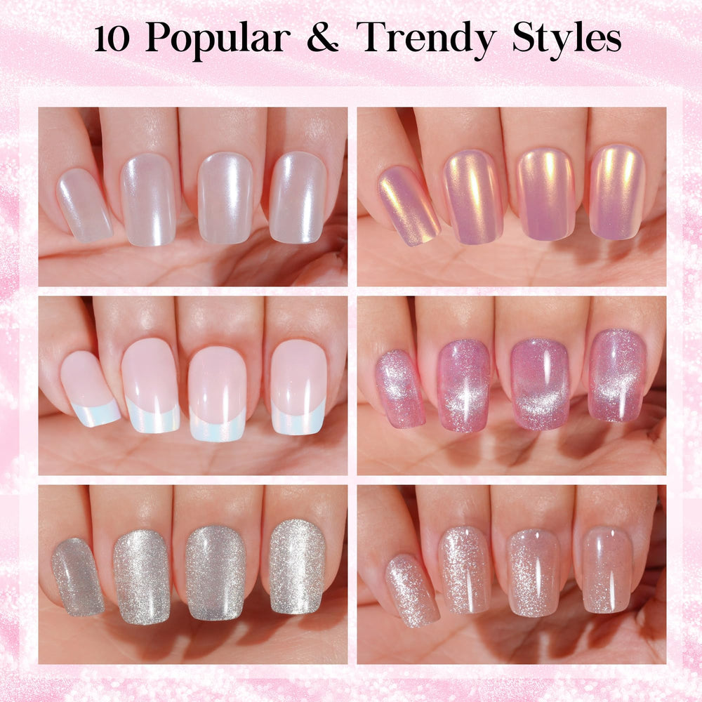 Jofay Fashion French-tip press-on nails with no UV lamp needed.