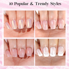 Jofay Fashion pearl metallic chrome nails add striking shimmer.