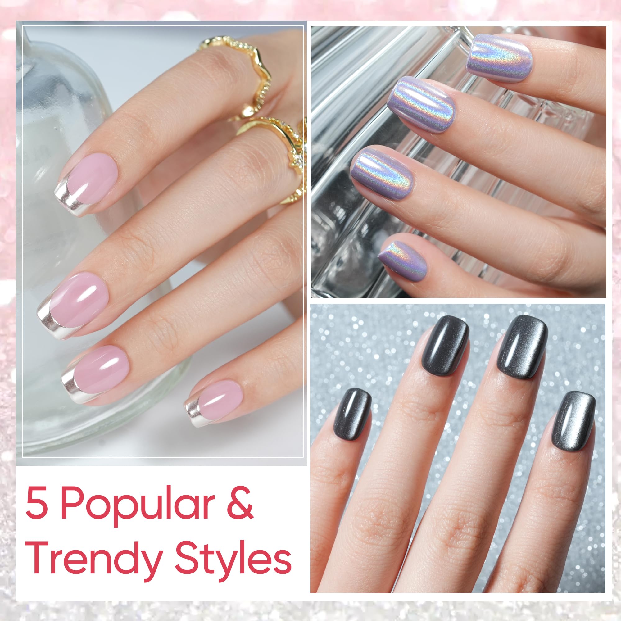 Jofay Fashion purple rainbow laser nails offering bold, salon-like style