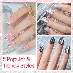 Jofay Fashion purple rainbow laser nails offering bold, salon-like style