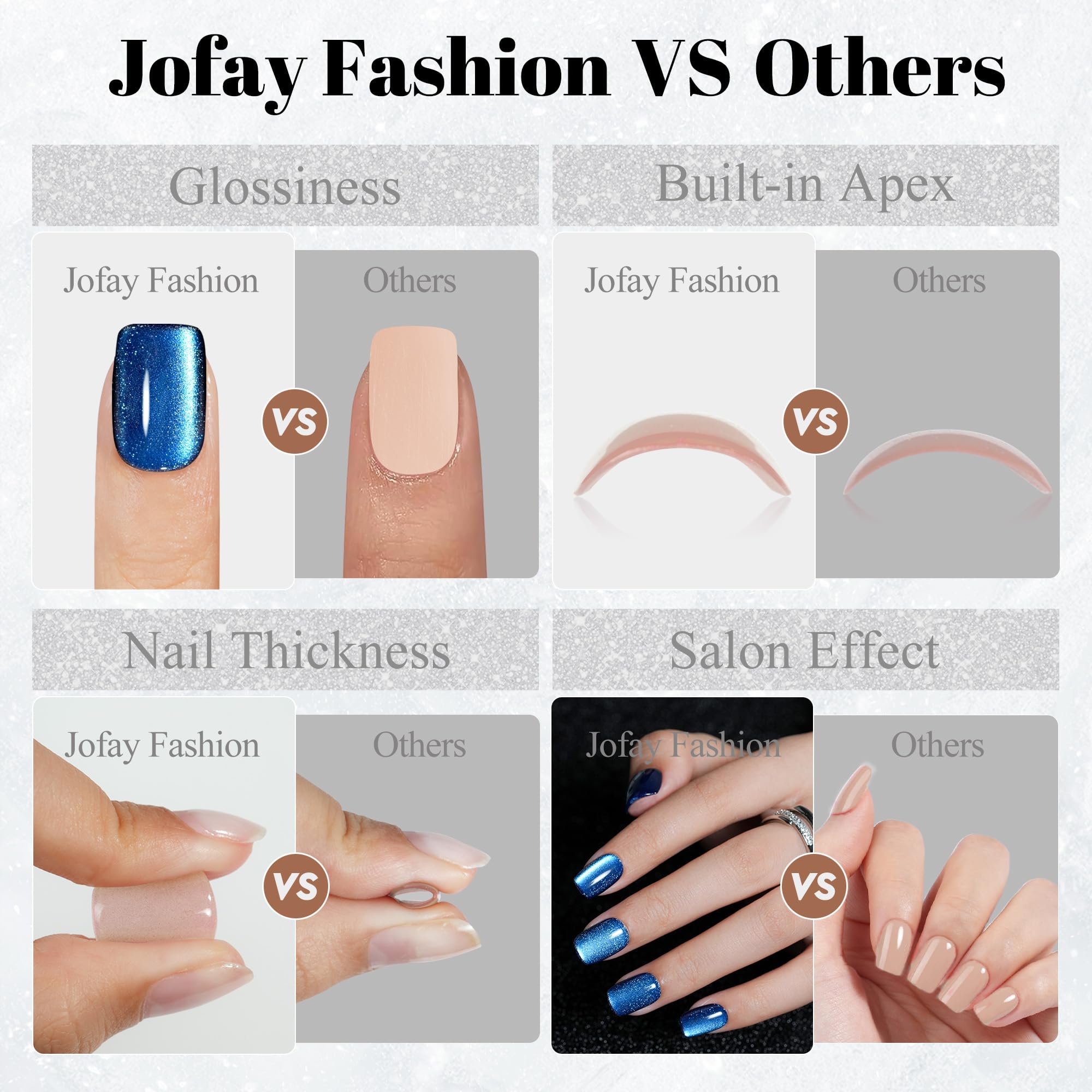 Jofay Fashion reusable press-on nails enable easy swaps for travel or events.
