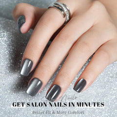Jofay Fashion soft gel fake nails gray short set for natural-looking glow