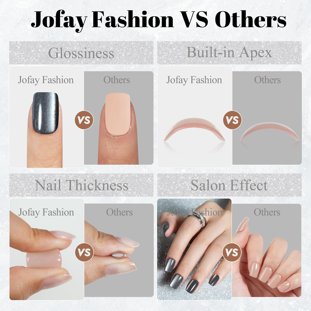 Jofay Fashion nails with tapered cuticle design for comfortable fit