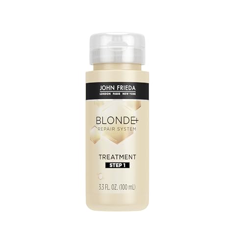 John Frieda Blonde+ Repair Pre Shampoo label highlights vegan formula and recycled packaging
