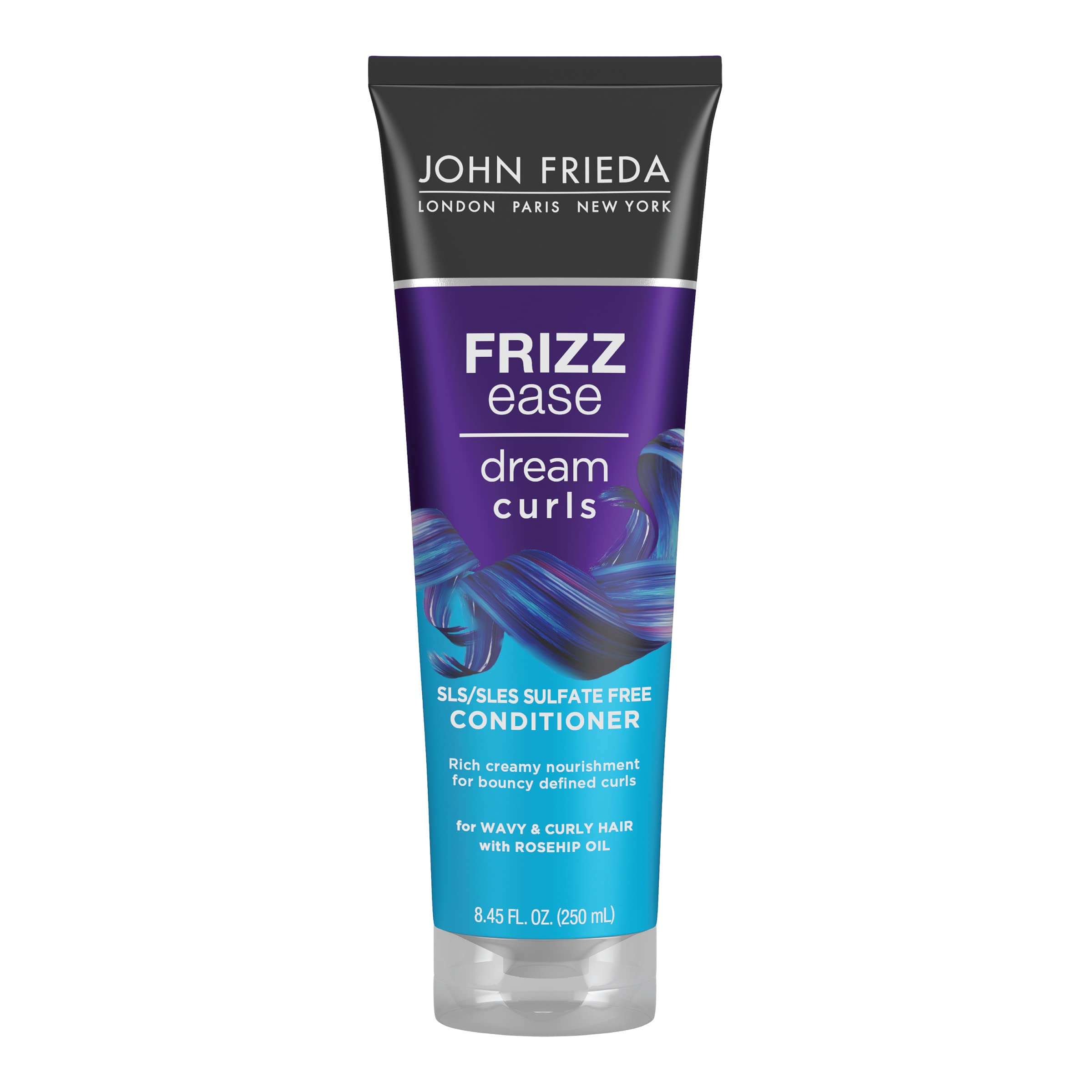 John Frieda Dream Curls Conditioner bottle for frizz control and curl definition.