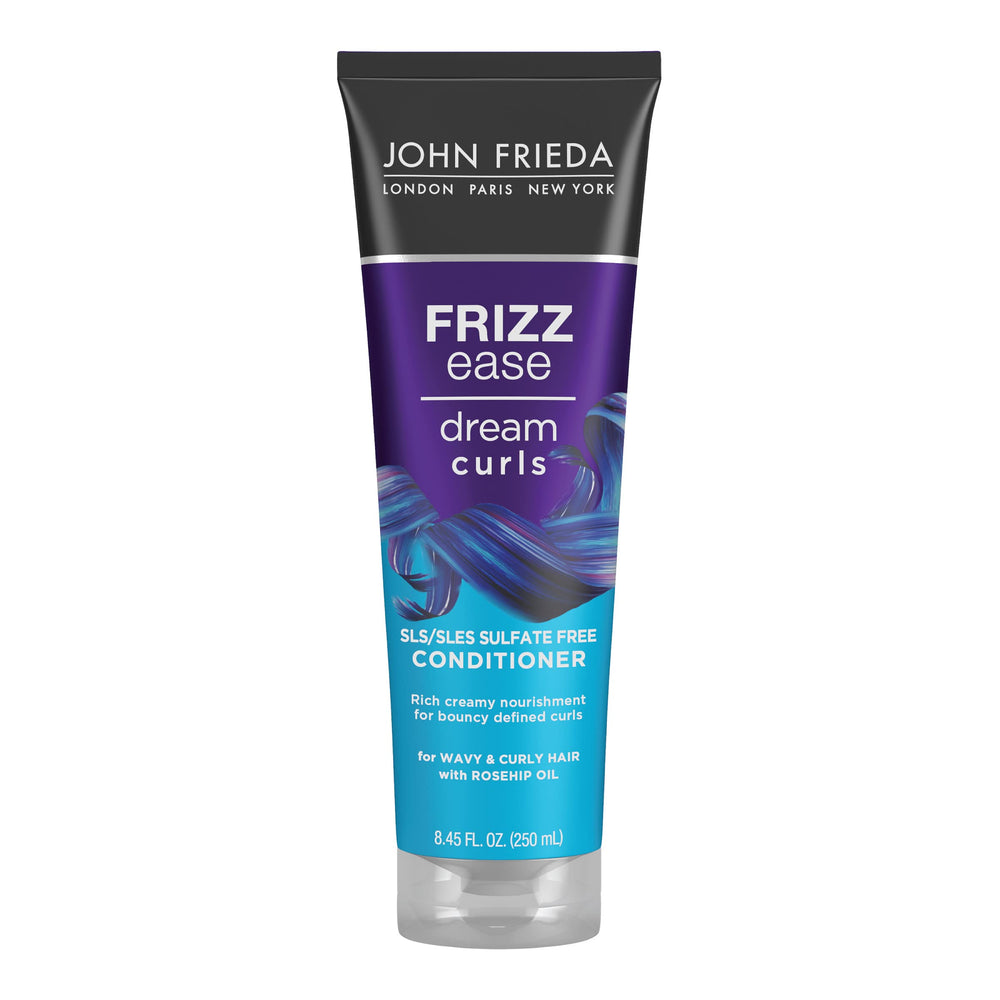 John Frieda Dream Curls Conditioner bottle for frizz control and curl definition.