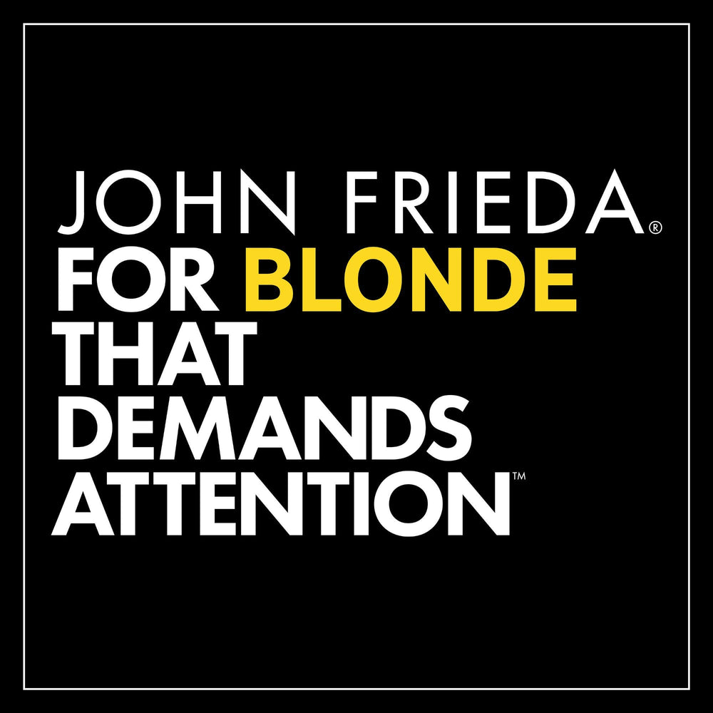 John Frieda Sheer Blonde back label shows usage tips and claims