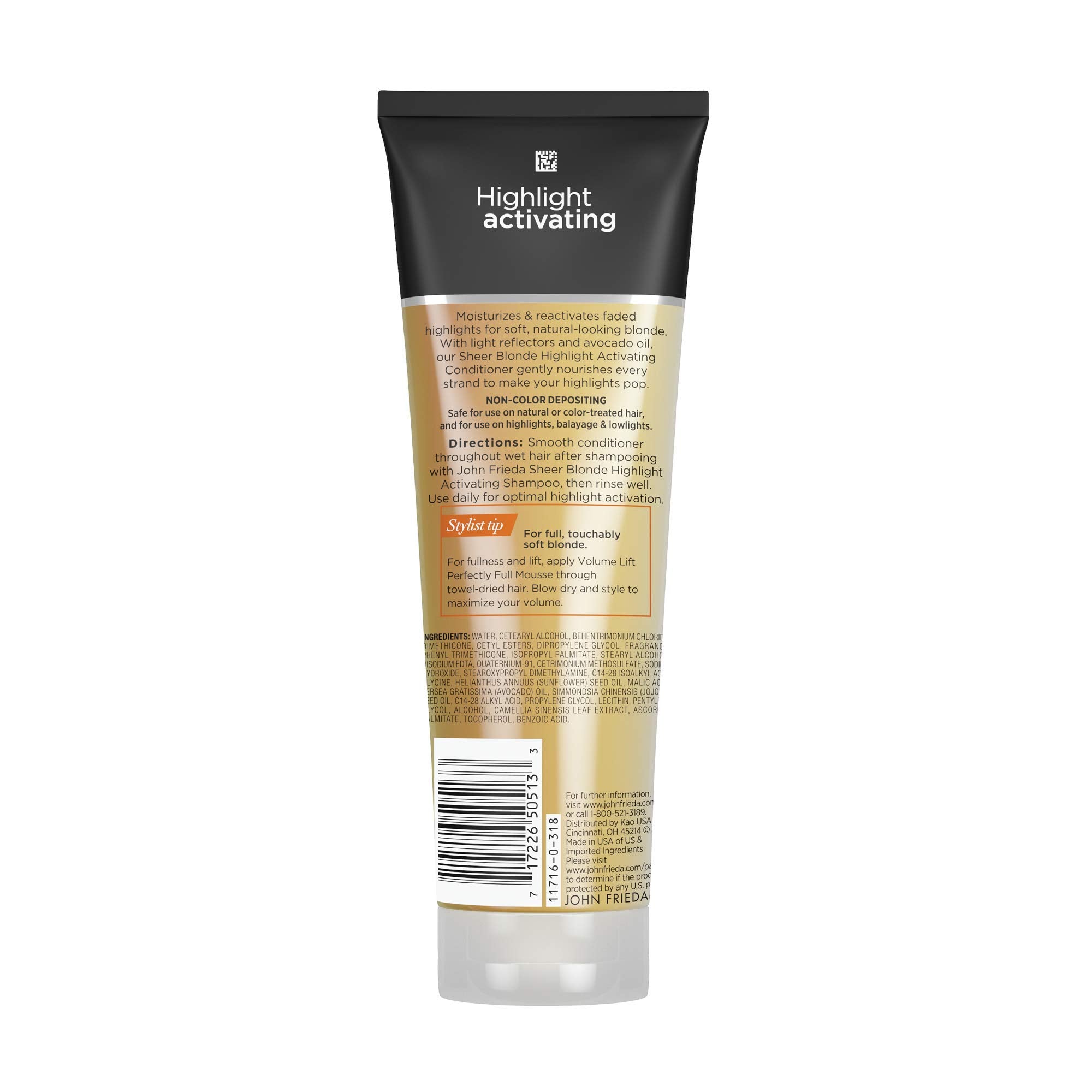 John Frieda Sheer Blonde conditioner lather shown on hair during wash