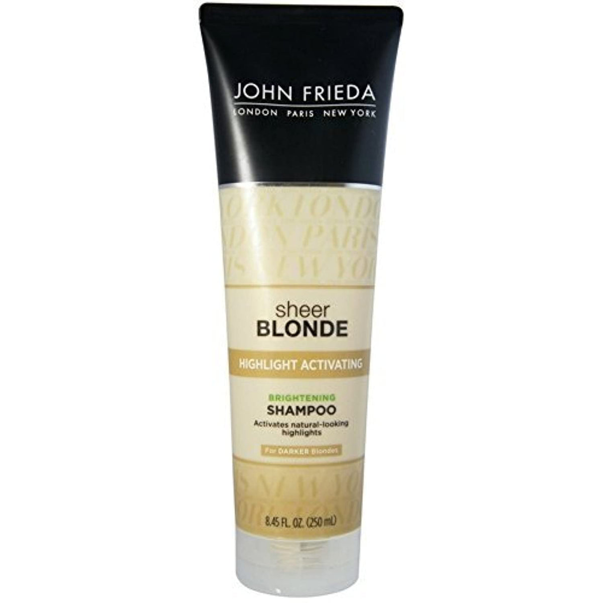 John Frieda Sheer Blonde shampoo bottle close-up for highlighting care