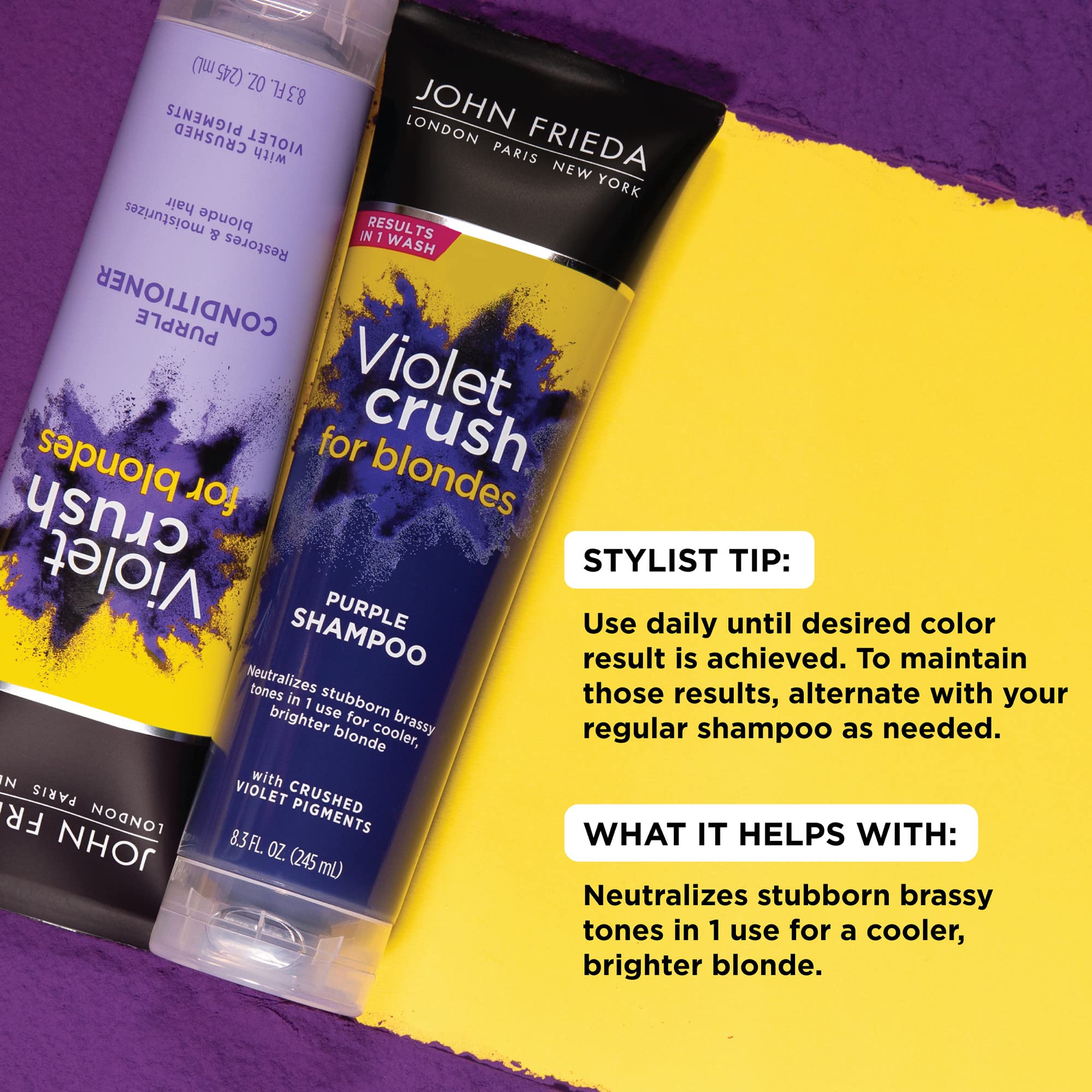 John Frieda Violet Crush Conditioner bottle nourishing blonde hair with moisture