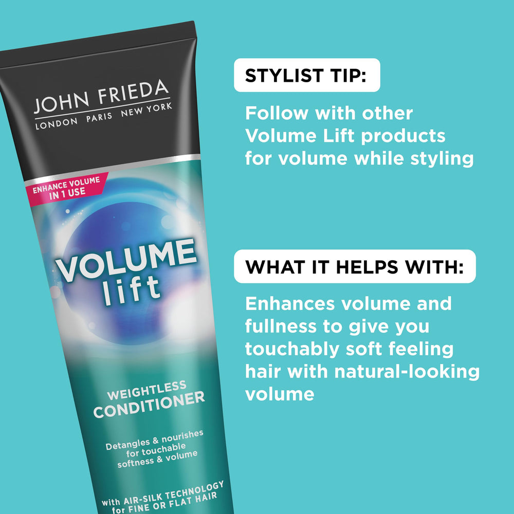 John Frieda Volume Lift conditioner applied to mid-lengths for lift