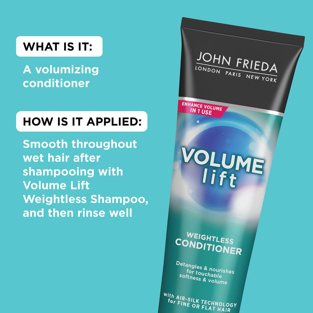 John Frieda Volume Lift color-safe formula supporting color-treated hair