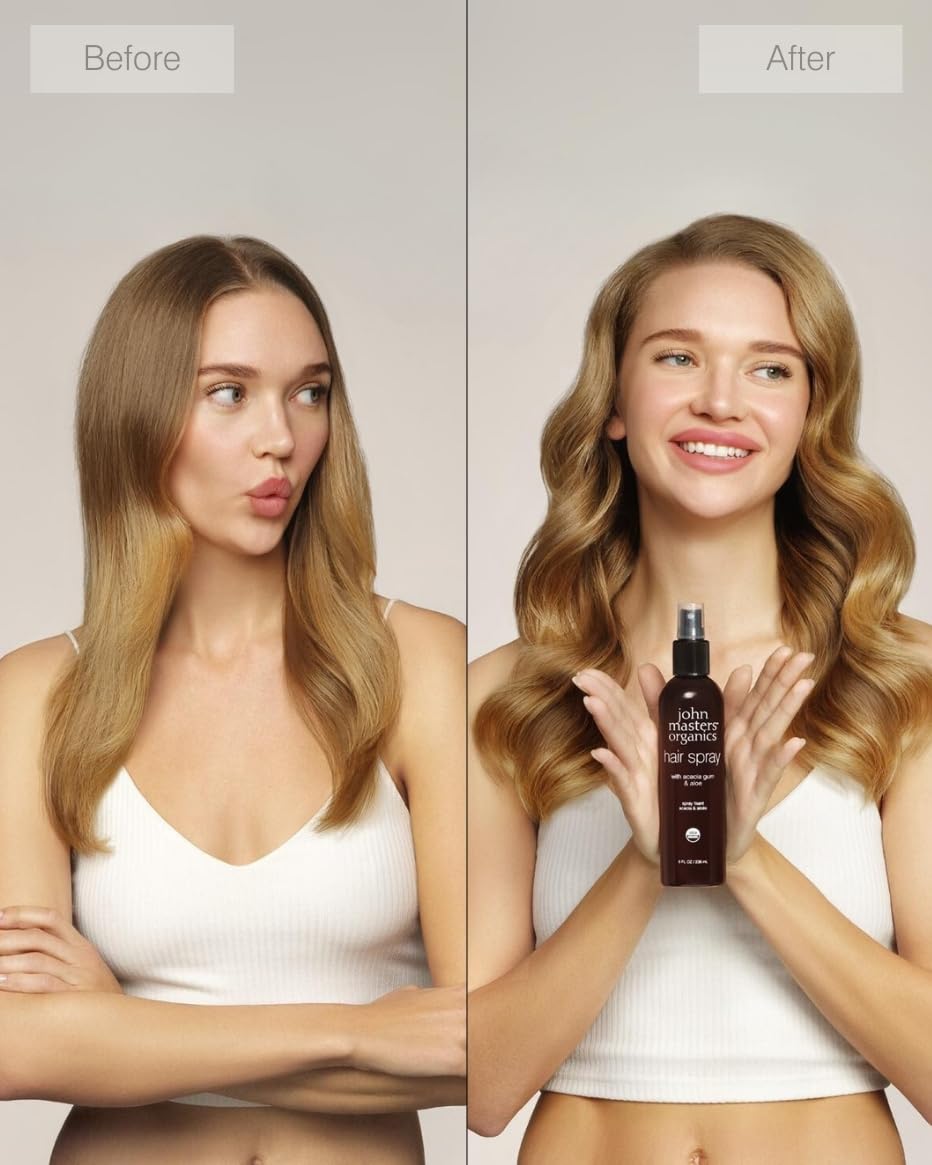 John Masters Organics Hair Spray I works for all hair types without weighing hair down.