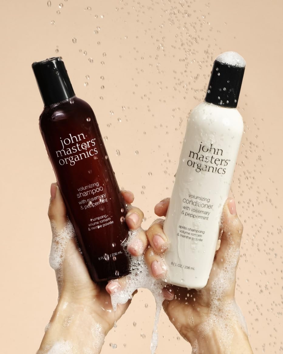 John Masters Organics rice extract image indicating hydration and shine for hair
