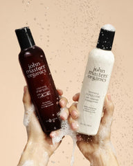 John Masters Organics rice extract image indicating hydration and shine for hair