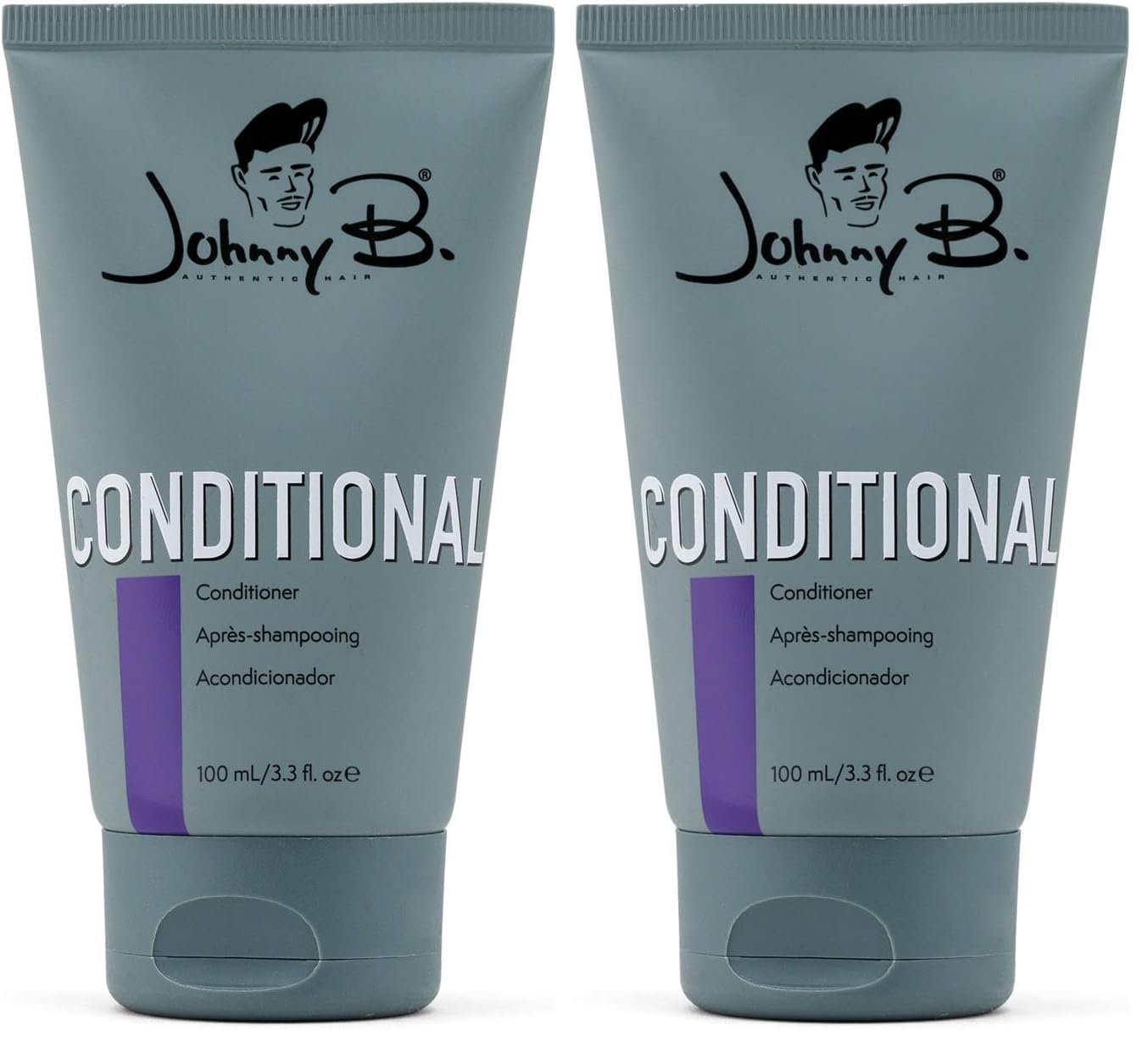 Johnny B. conditional conditioner pack of two bottles on display for easy shopping
