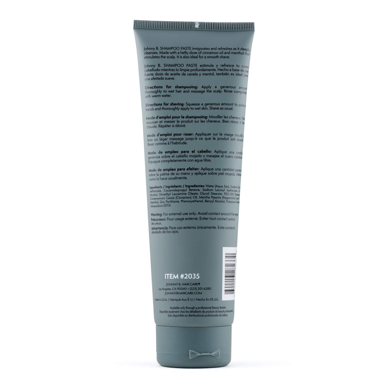 Johnny B. Shampoo Paste prepares skin for shaving with smooth glide.