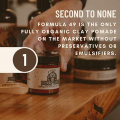 Hands applying Johnny Slicks Formula 49 clay on dry hair for strong hold.