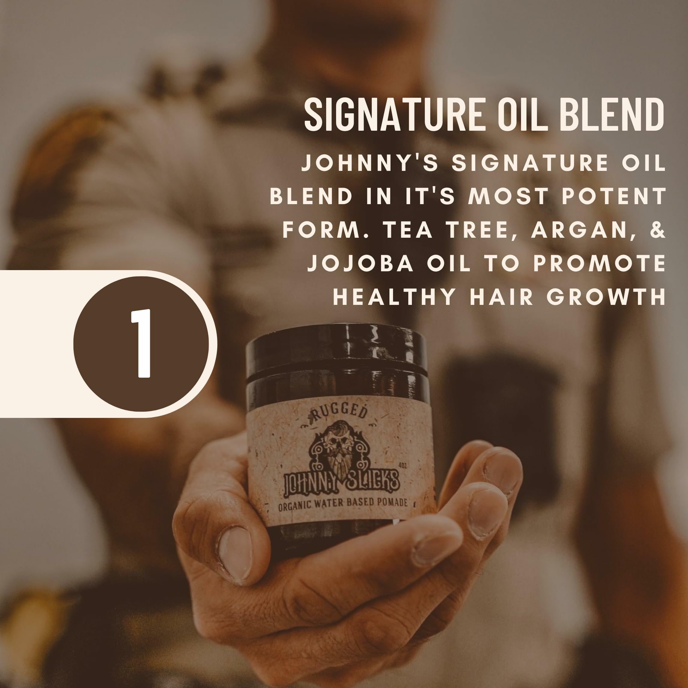 Hand-application of Johnny Slicks pomade creates a sleek, durable finish.