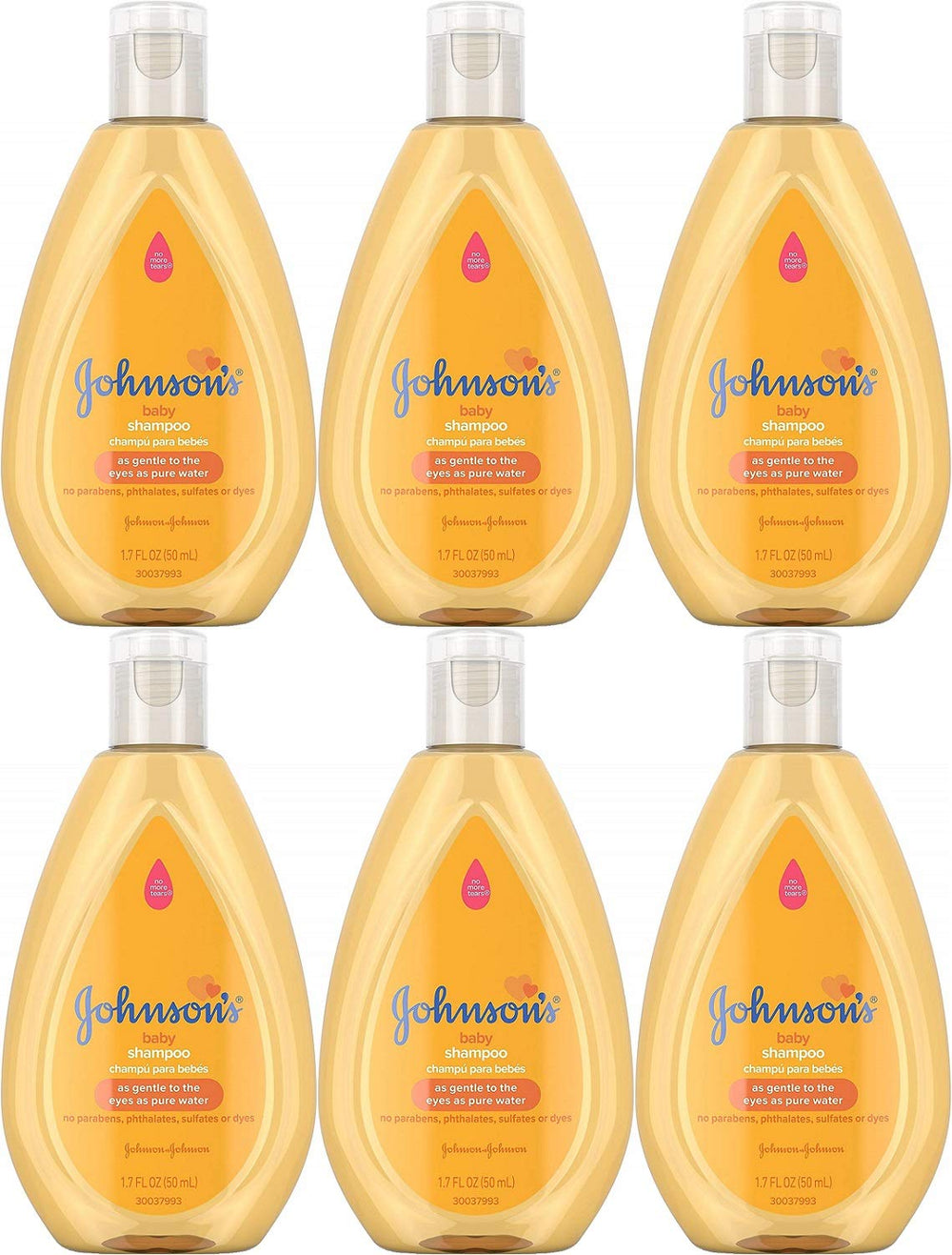 Johnson's Baby Shampoo 6-pack bottles; travel-friendly, gentle cleansing for delicate hair.