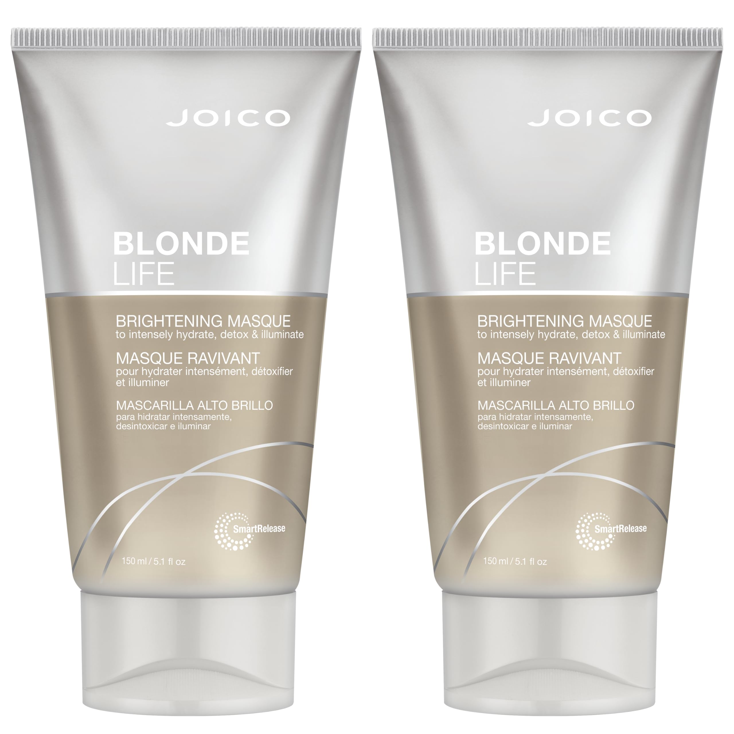 Joico Blonde Life Brightening Masque bottle displaying instant hydration for pale strands