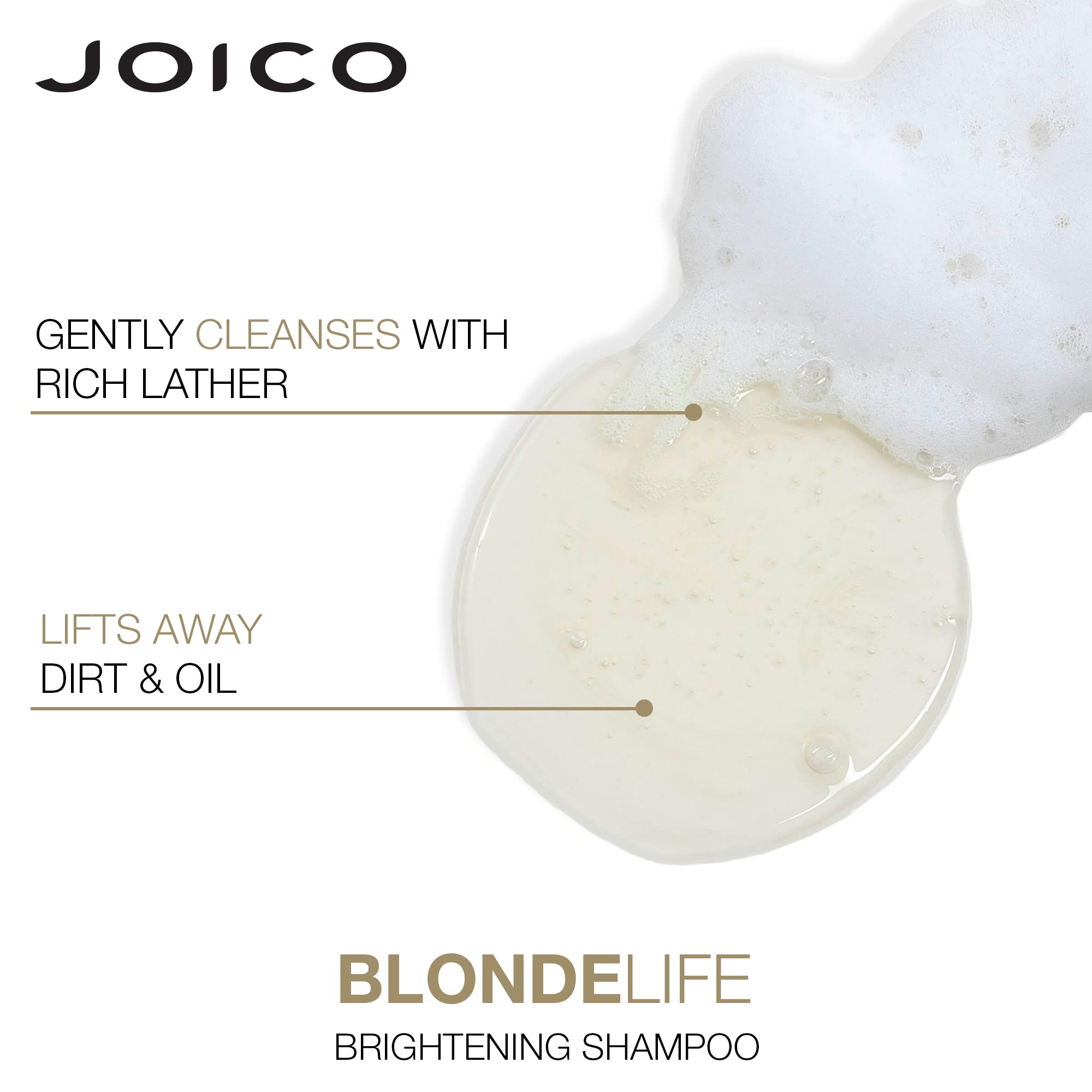 Joico Blonde Life user applying product for smooth detangled hair.