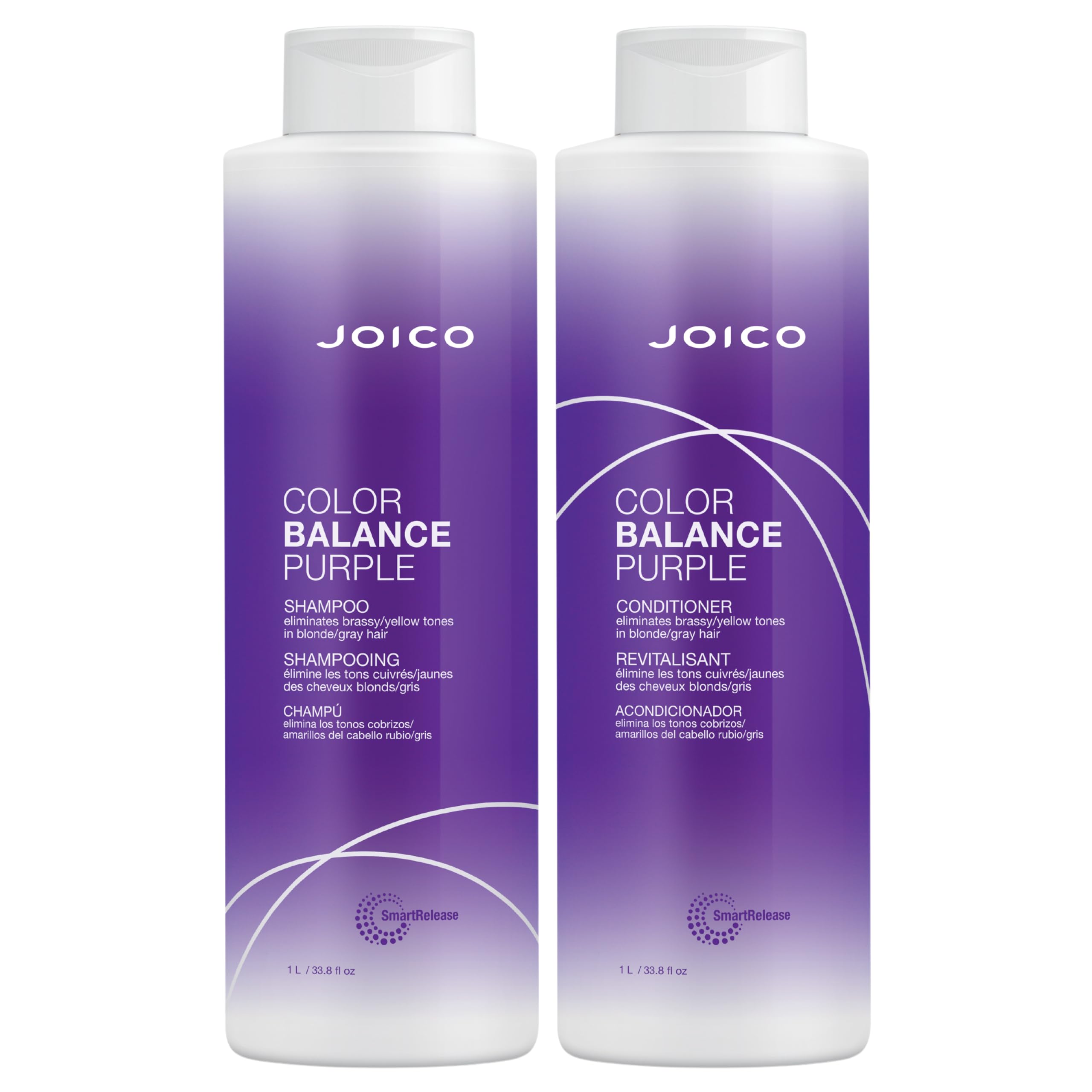 Joico Color Balance Purple Shampoo bottle showing color-correcting formula for cool blondes