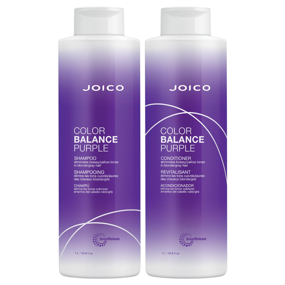 Joico Color Balance Purple Shampoo bottle showing color-correcting formula for cool blondes