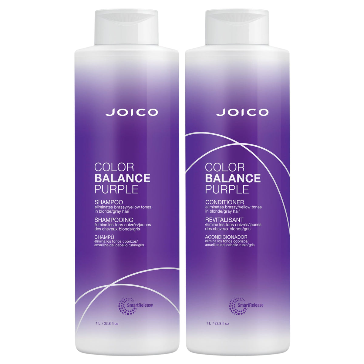 Joico Color Balance Purple Shampoo bottle showing color-correcting formula for cool blondes