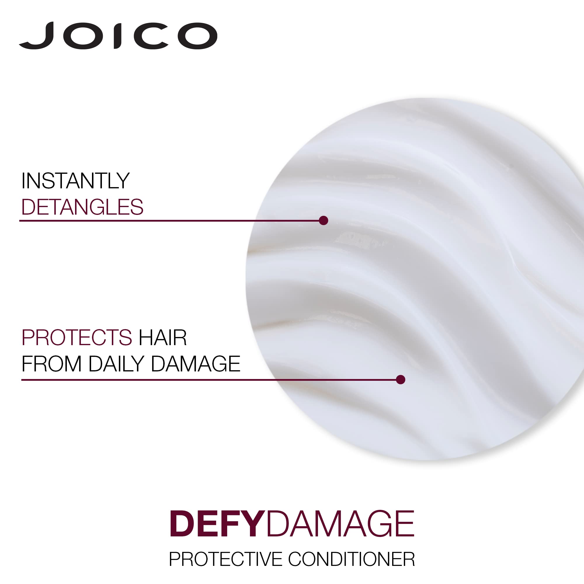 Joico Defy Damage color protection visual, emphasizing longevity with daily-use cleanse.