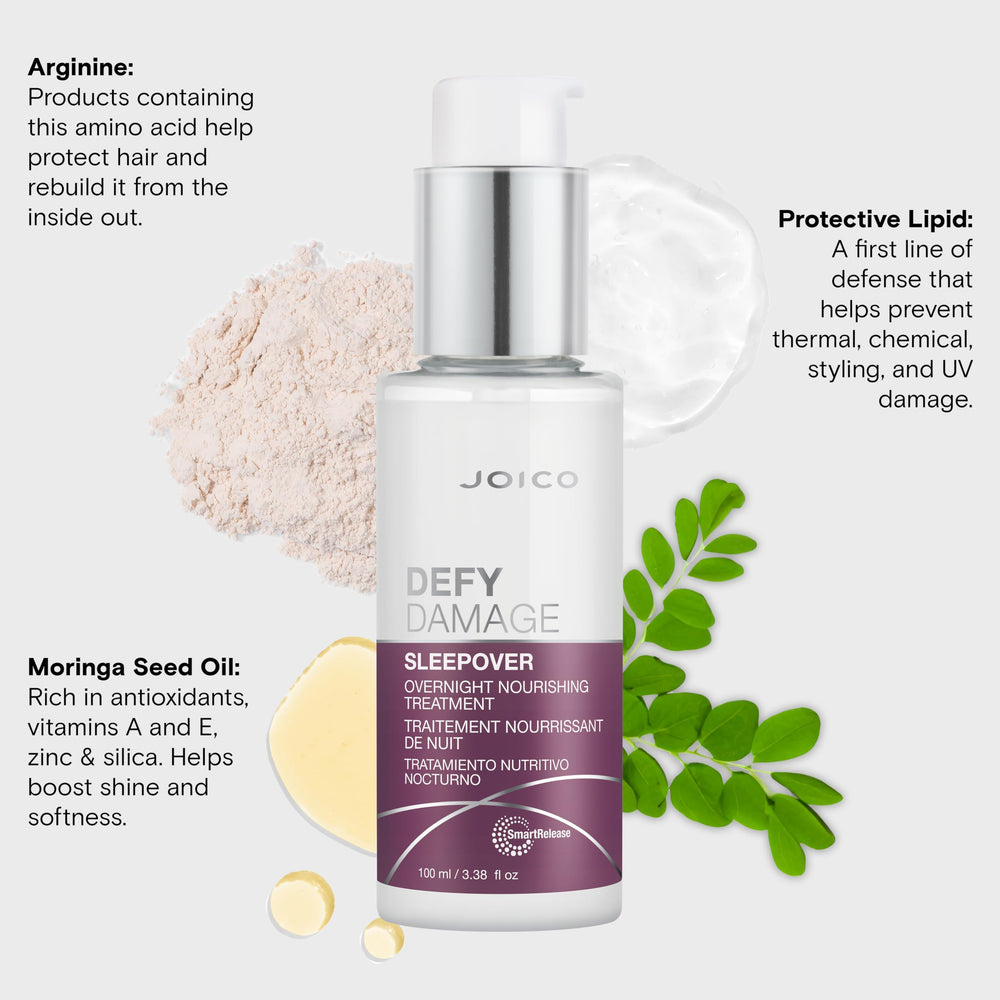 Joico Defy Damage Sleepover no-rinse convenience and target ingredients keratin and arginine