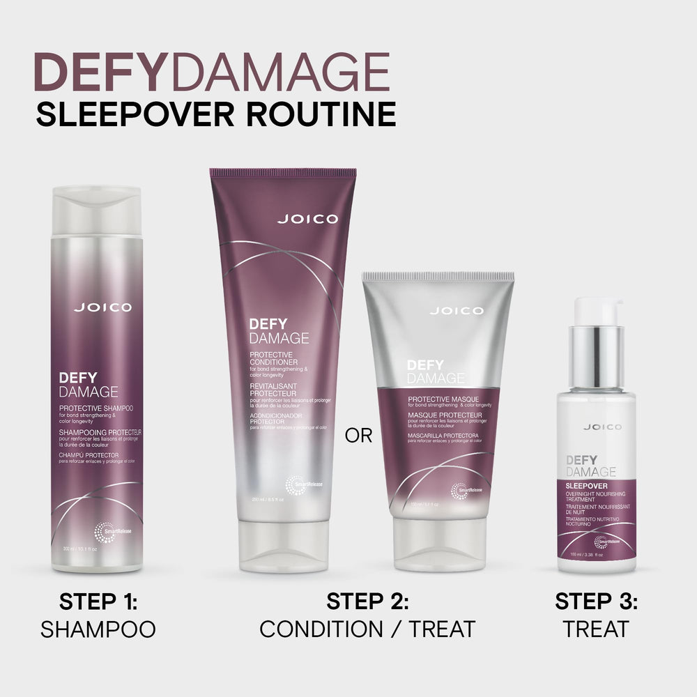 Joico Defy Damage Sleepover morning result showing softer, smoother hair