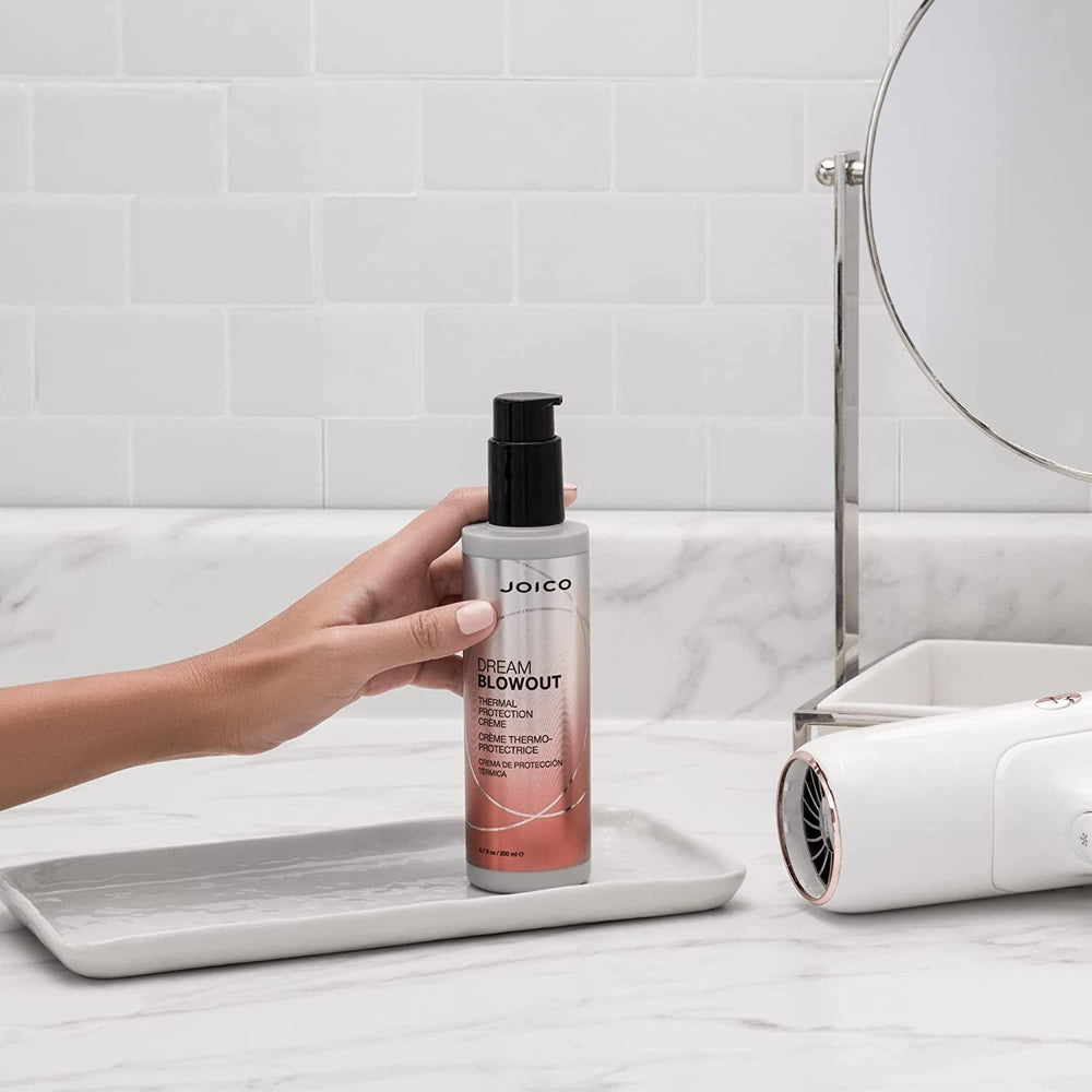 Joico Dream Blowout application image showing easy spray for faster drying
