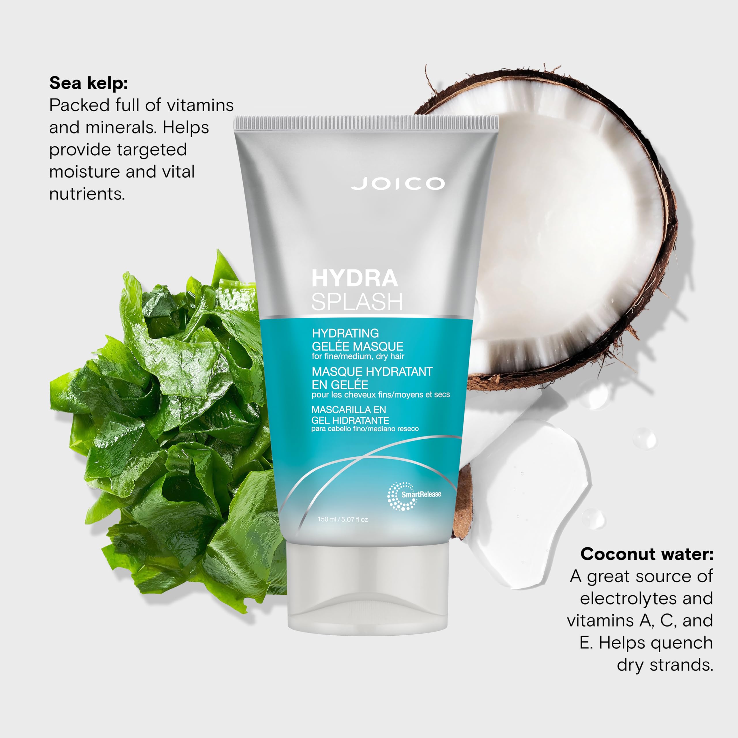 Joico HydraSplash Gelee Masque ingredients-sea-kelp-coconut — nourishes with sea minerals and moisture