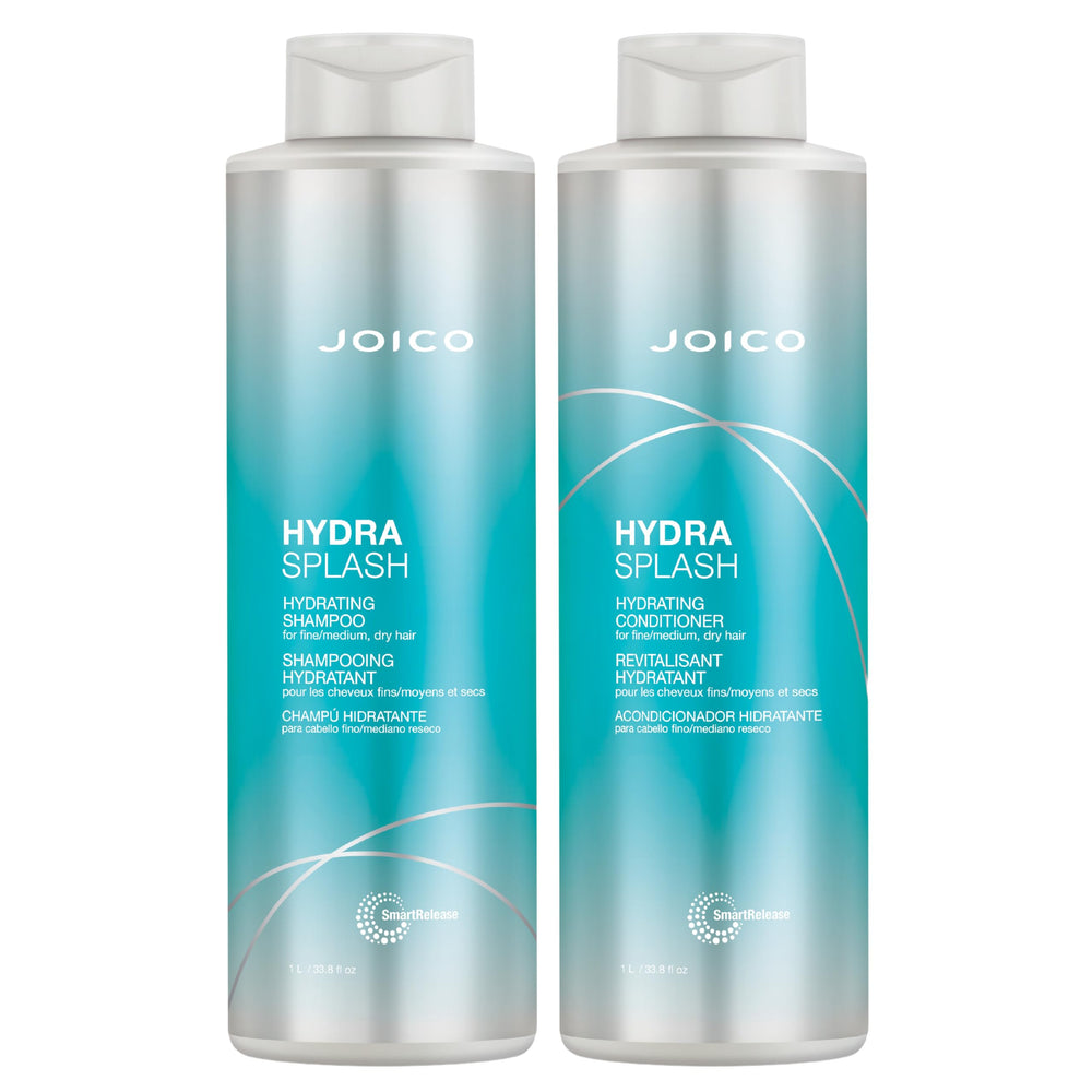 Joico HydraSplash shampoo bottle delivers lightweight hydration for fine hair.