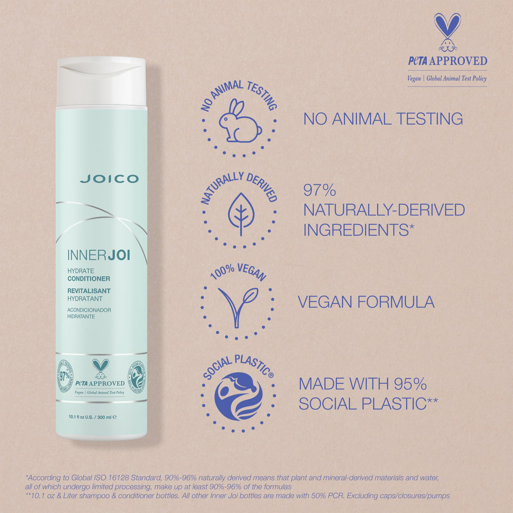 Joico InnerJoi eco-packaging made from 95% recycled Social Plastic.