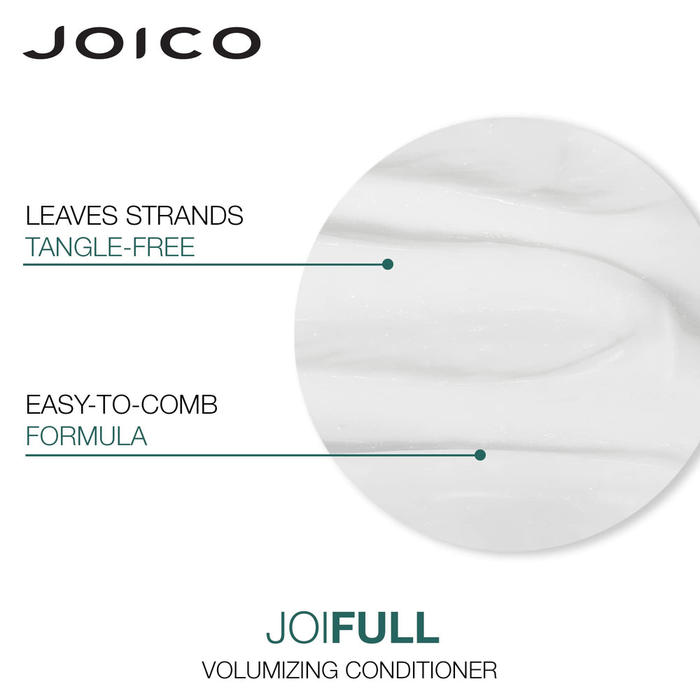 Joico JoiFULL airy-volume hair texture demonstration conveys effortless fullness.