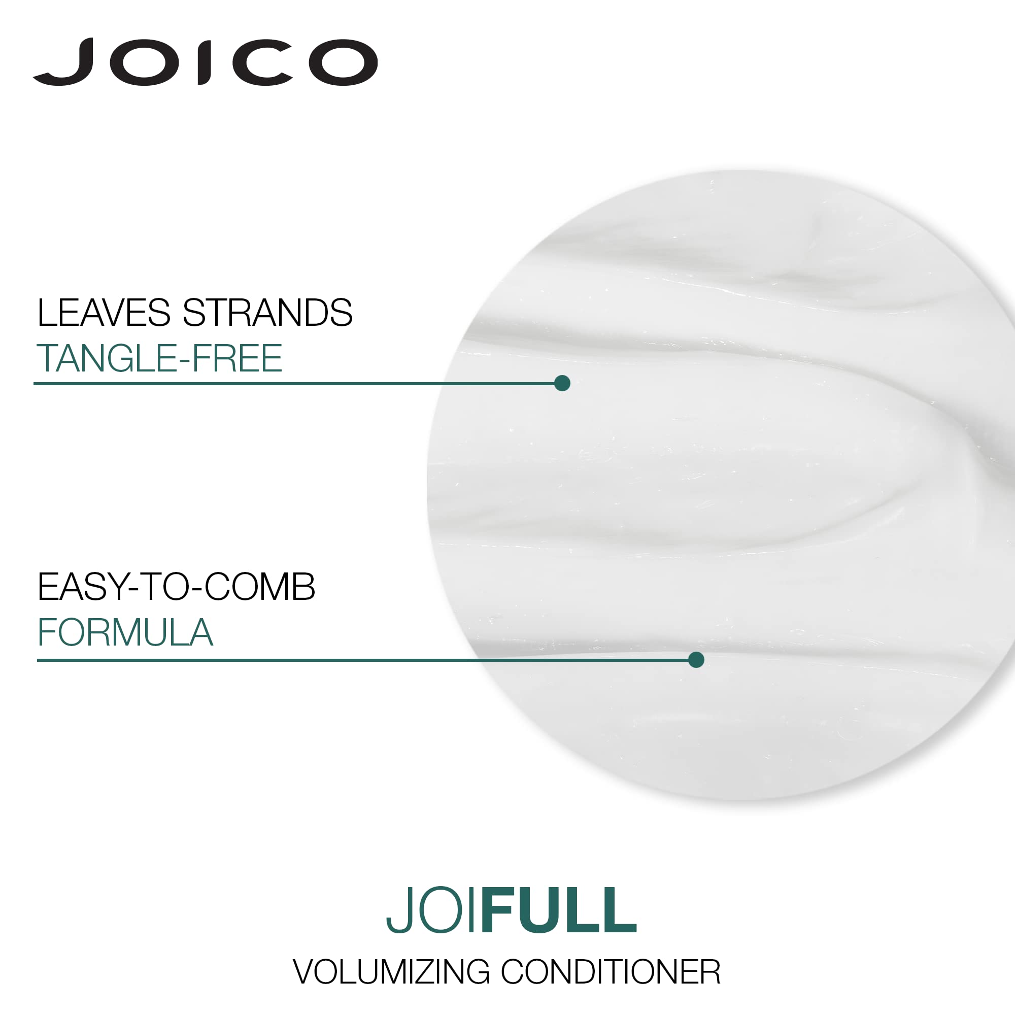 Joico JoiFULL detangled hair after conditioner for smoother styling.