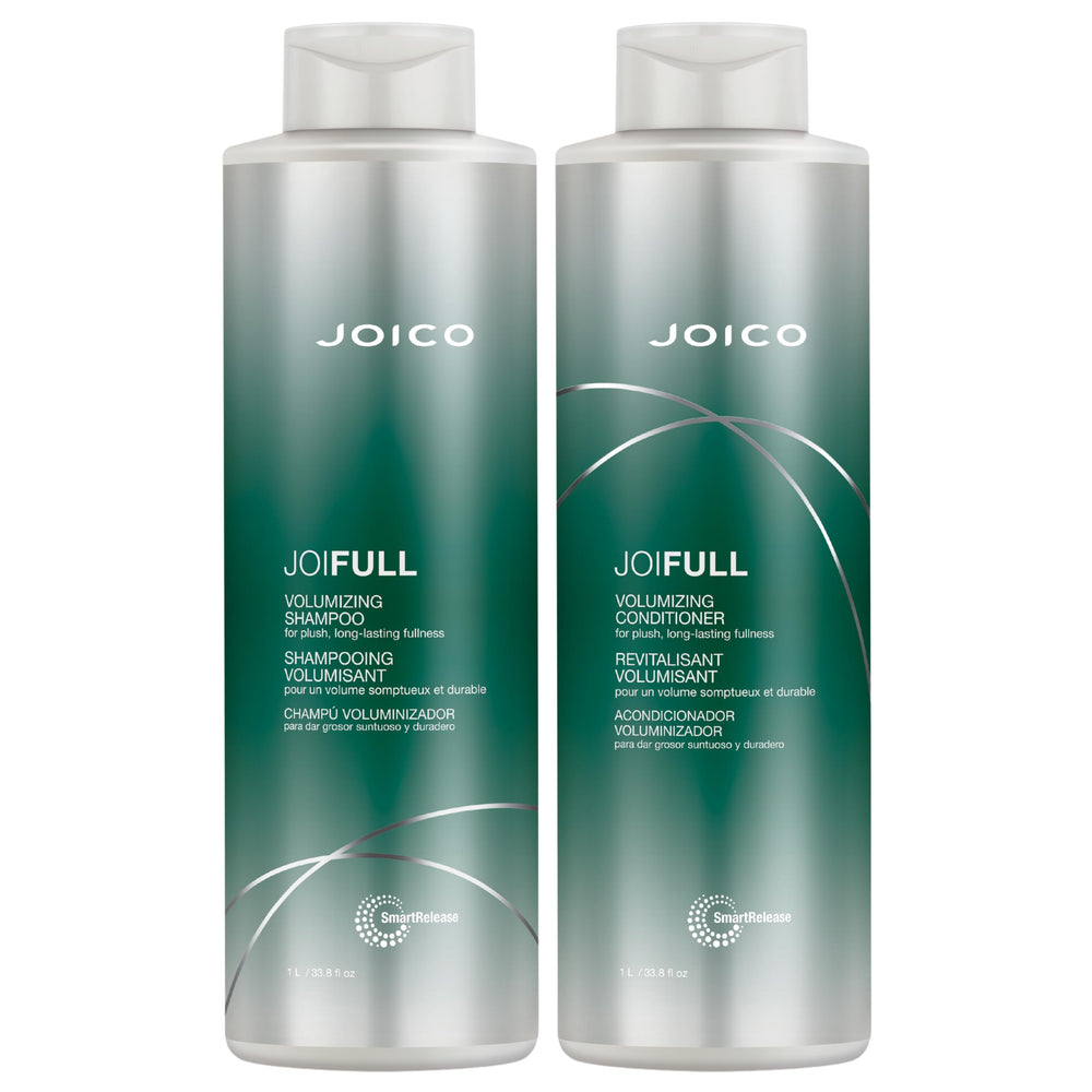 Joico JoiFULL shampoo bottle shows lightweight cleansing for airy volume.