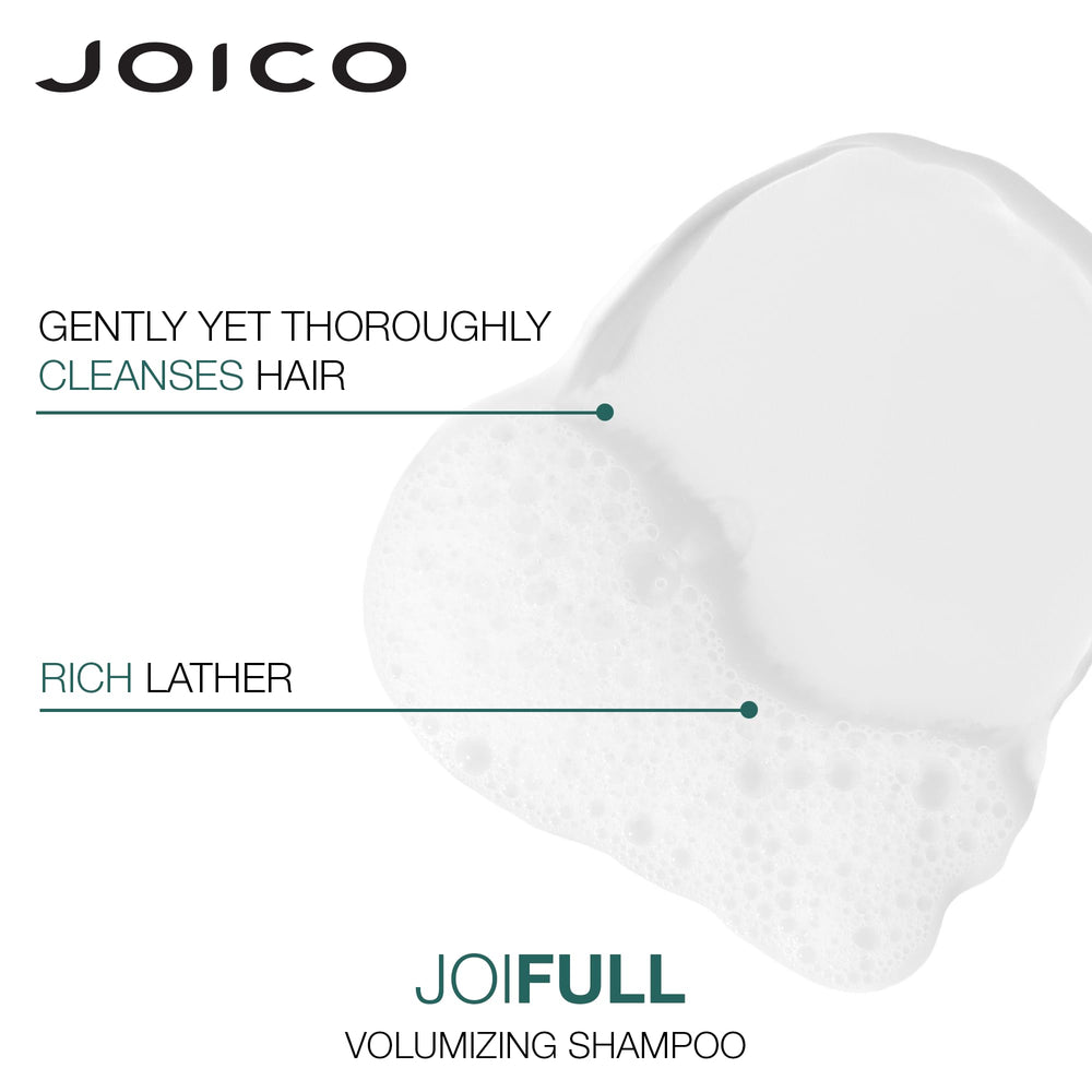 Joico JoiFULL volumized hair after use demonstrates lift and body.