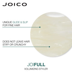 Applying JoiFULL to hair for smooth glide and lift during styling
