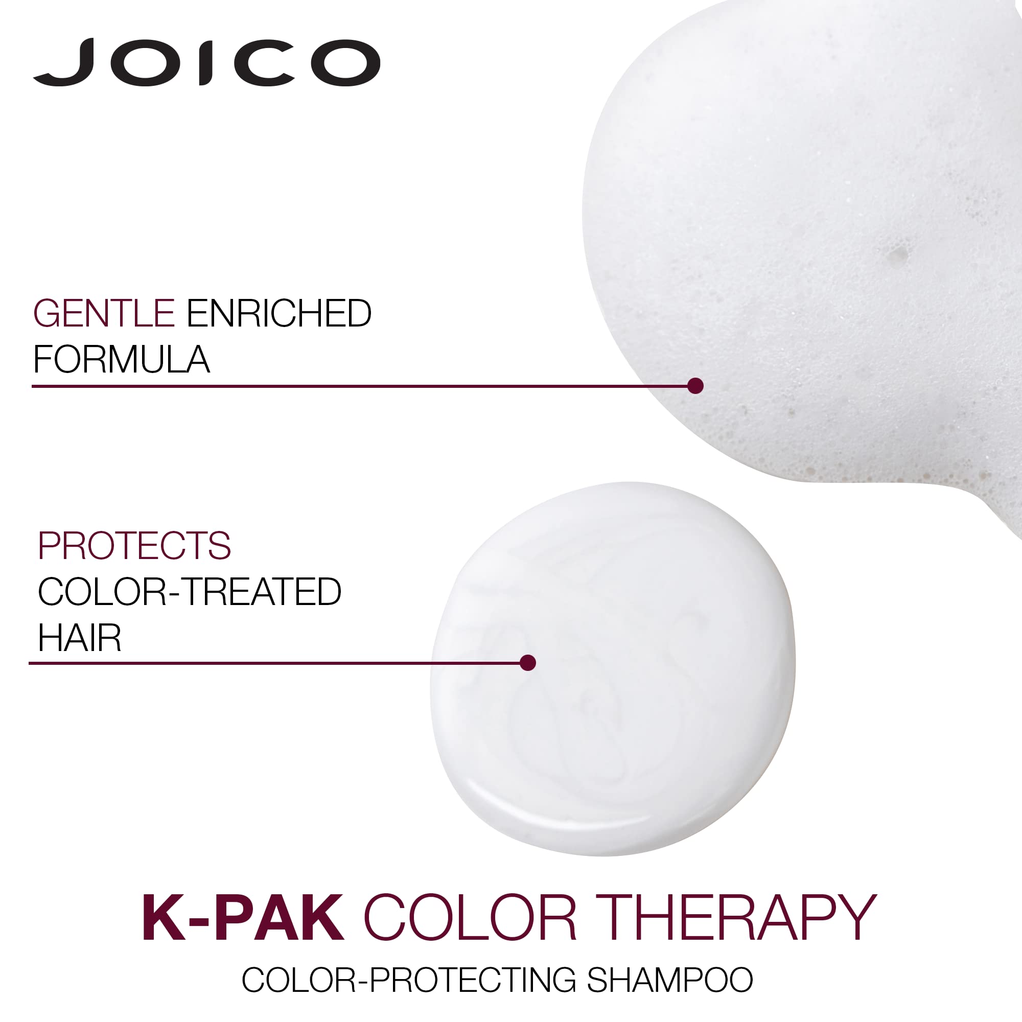 Close-up of Joico label on Color Therapy products for color-treated hair
