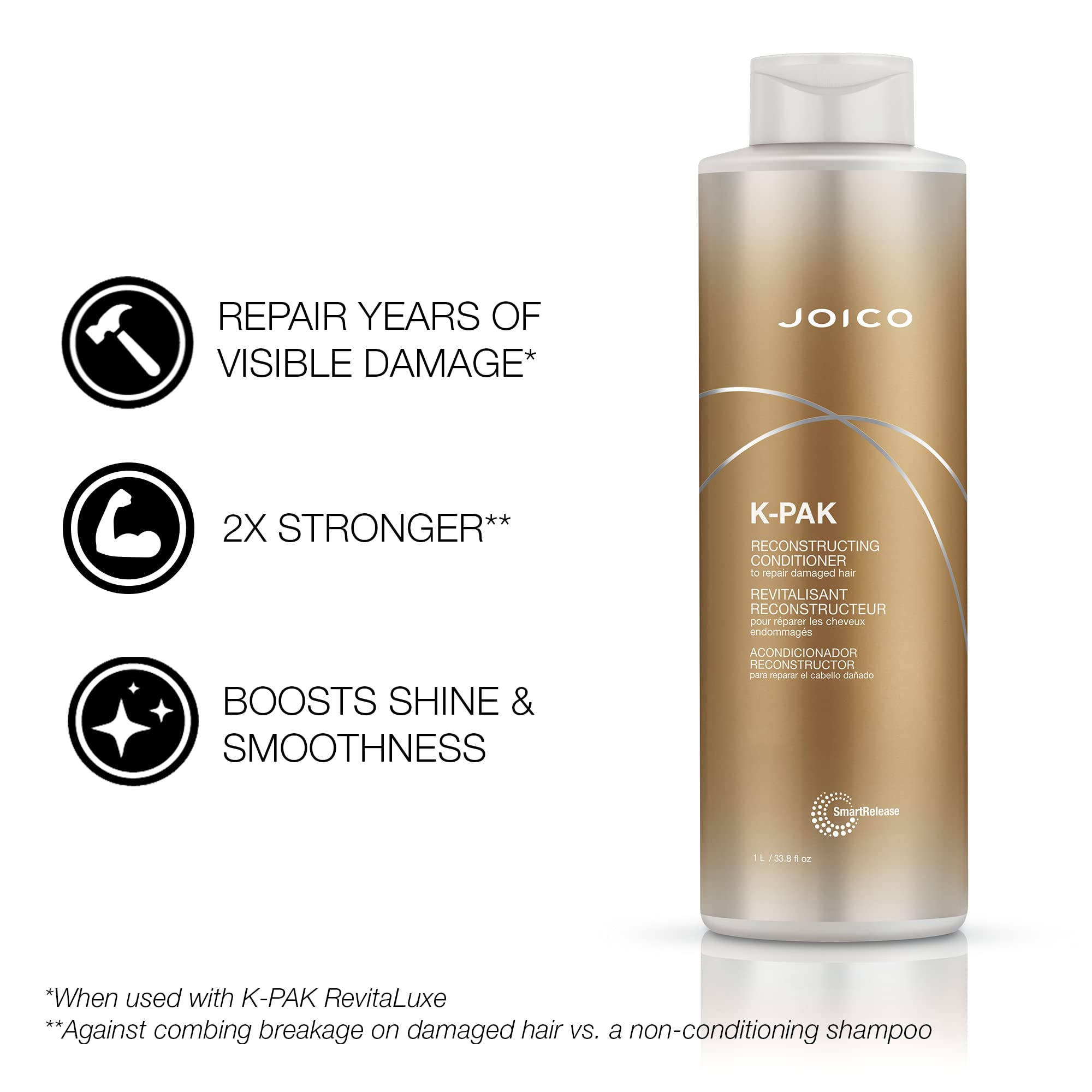 Joico K-PAK Bio-Advanced Peptide complex illustration highlights the repair science.